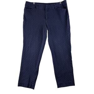 Faded Glory Straight Crop Chinos Women’s 16 Diamond Motif Navy Red Office Casual